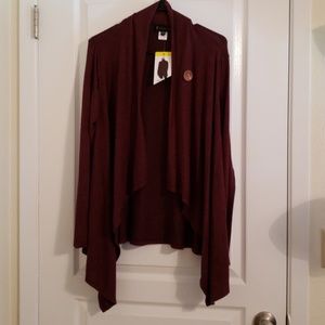 Burgundy high/low button cardigan